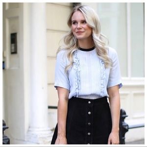 Eloquii Ruffle Pleated Tie Back Blouse